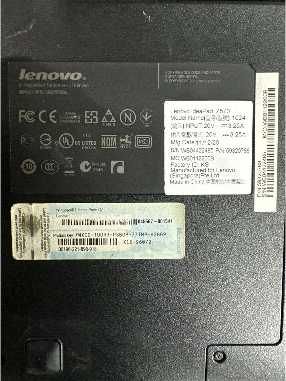 Lenovo IdeaPad Z570 Laptop Intel Core i5-2450M 6GB Ram (damaged) Read